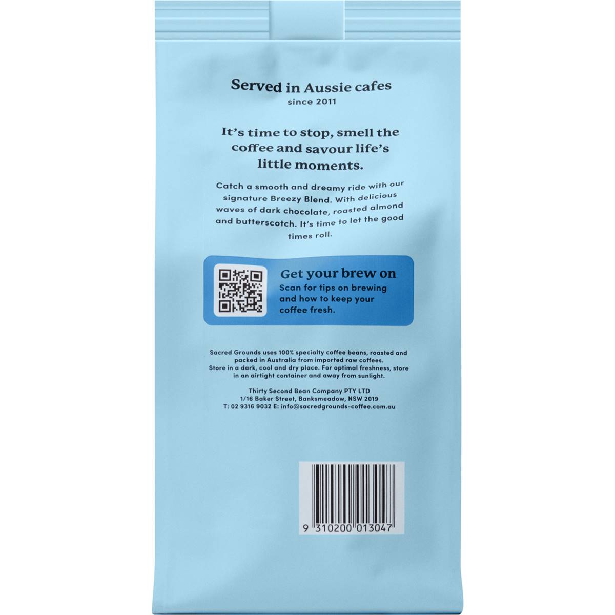 Sacred Grounds Breezy Blend Ground Coffee 200g