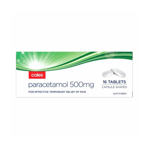 COLES PARACETAMOL CAPLETS 16PK