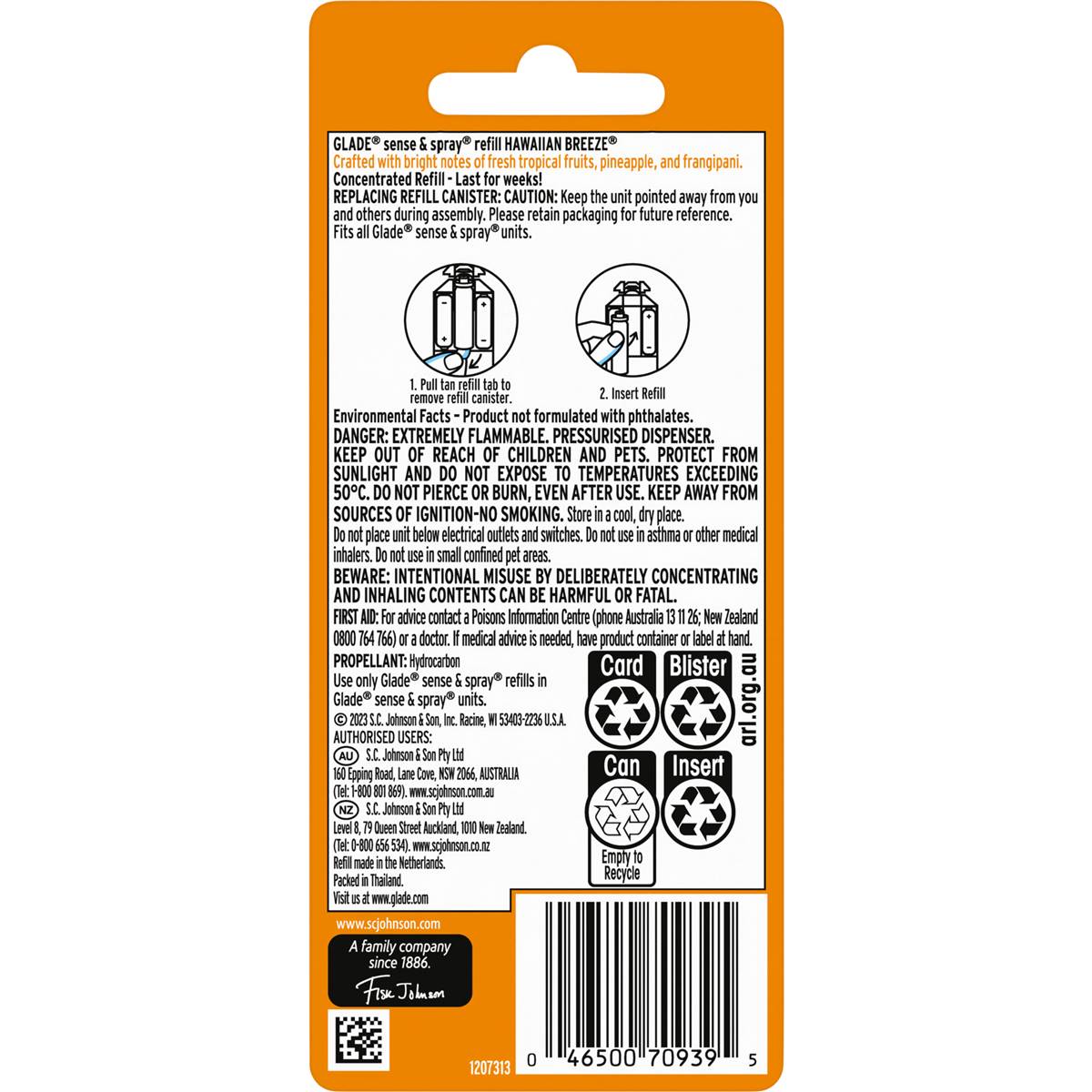 Glade Sense & Spray Air Freshener Refill Hawaiian Breeze 12g