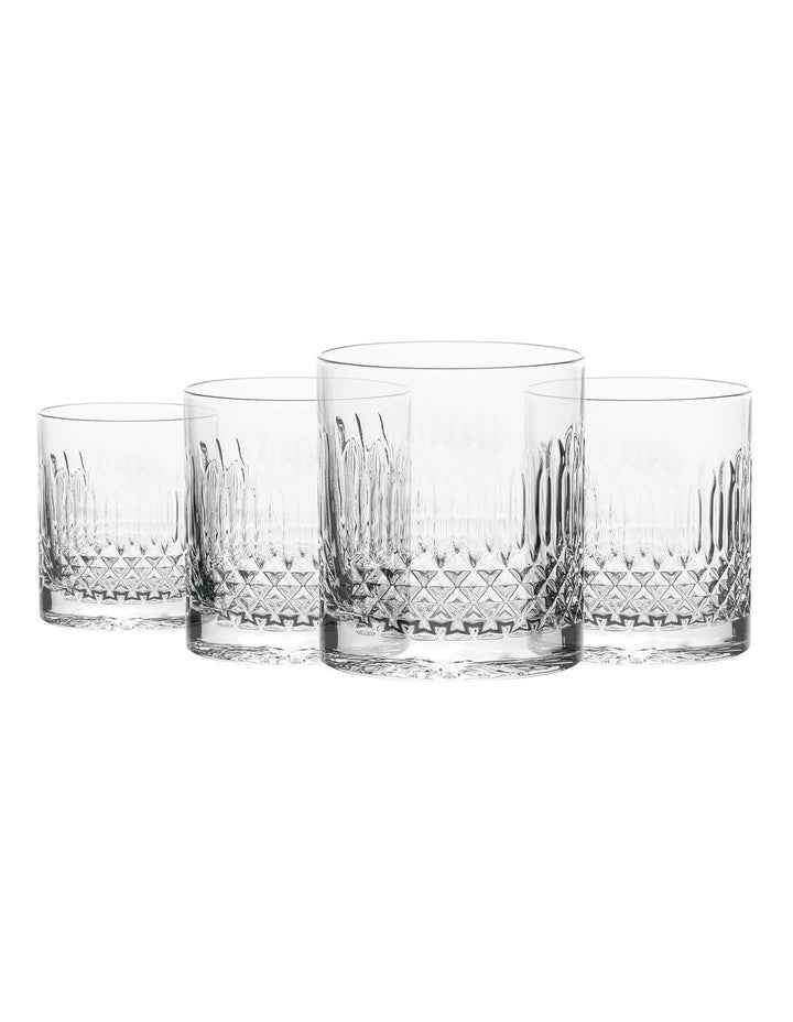 Diamante Double Set of 4 Old Fashioned Glass 380ml in Clear
