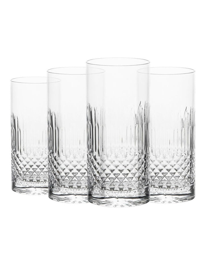 Diamante Beverage Glass Set of 4 480ml in Clear