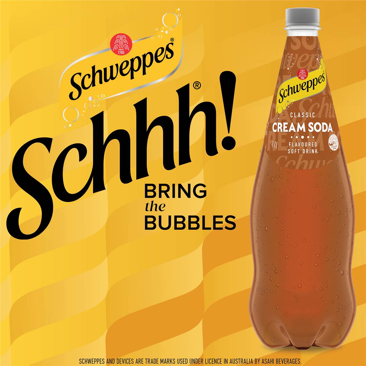 Schweppes Traditional Brown Creaming Soda Soft Drink Bottle 1.1l