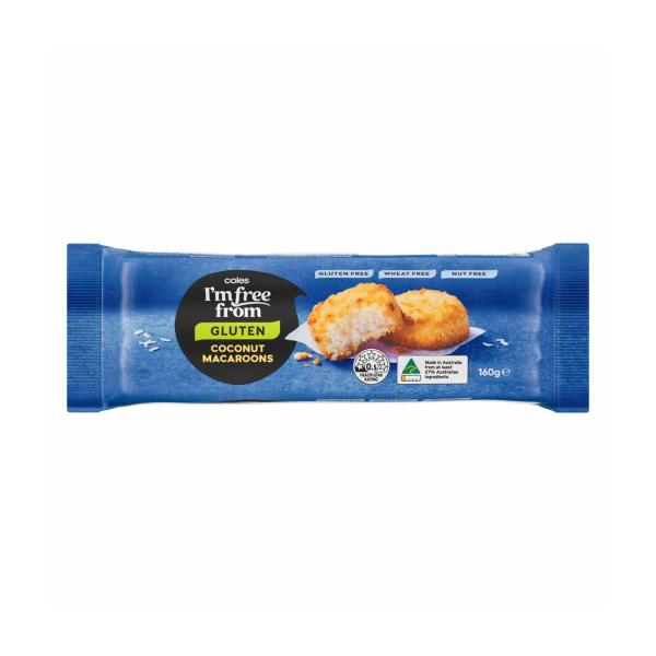 COLES I'M FREE FROM COCONUT MACAROONS 160G