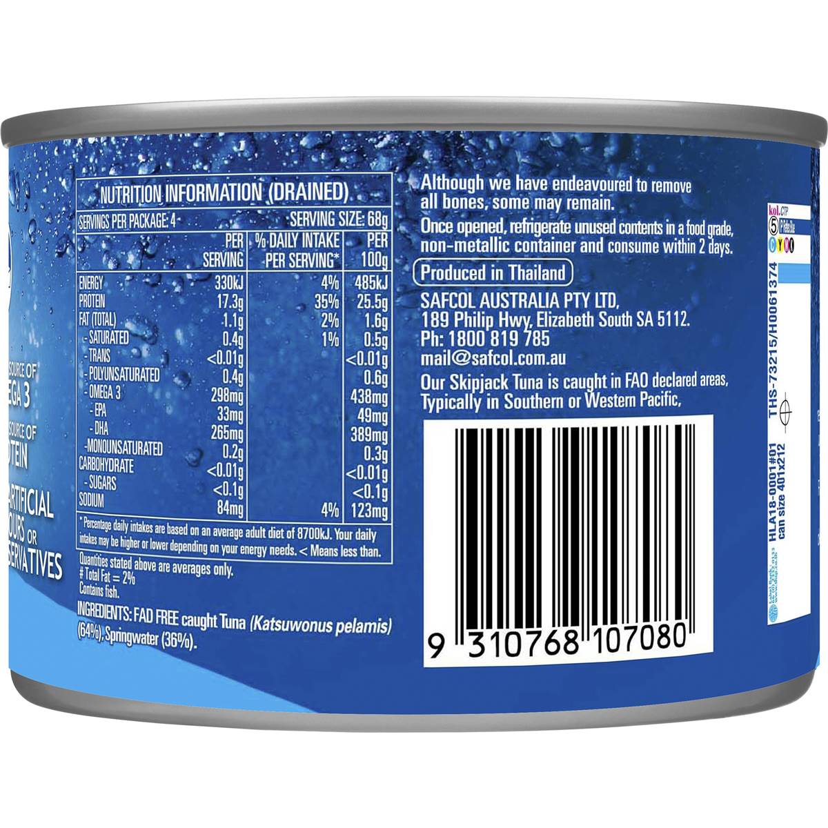 Safcol Responsibly Fished Tuna In Spring Water 425g