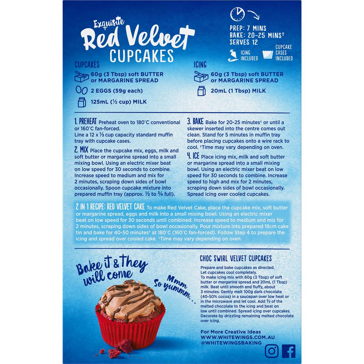 White Wings Cupcake Mix Red Velvet 365g