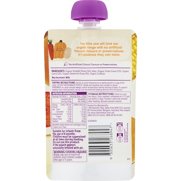 Macro Organic Baby Food Pumpkin Potato Carrot & Sweetcorn 120g