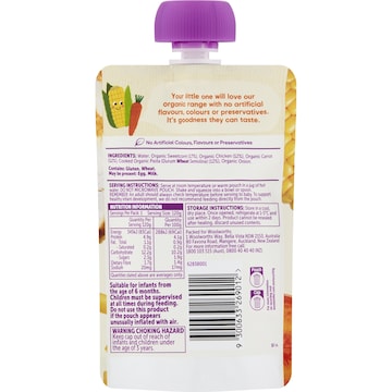 Macro Organic Baby Food Chicken & Sweetcorn Pasta 6m 120g