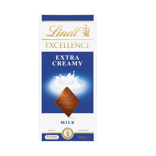 LINDT EXCELLENCE CHOCOLATE:MILK EXTRA CREAMY:.:100 GRAM