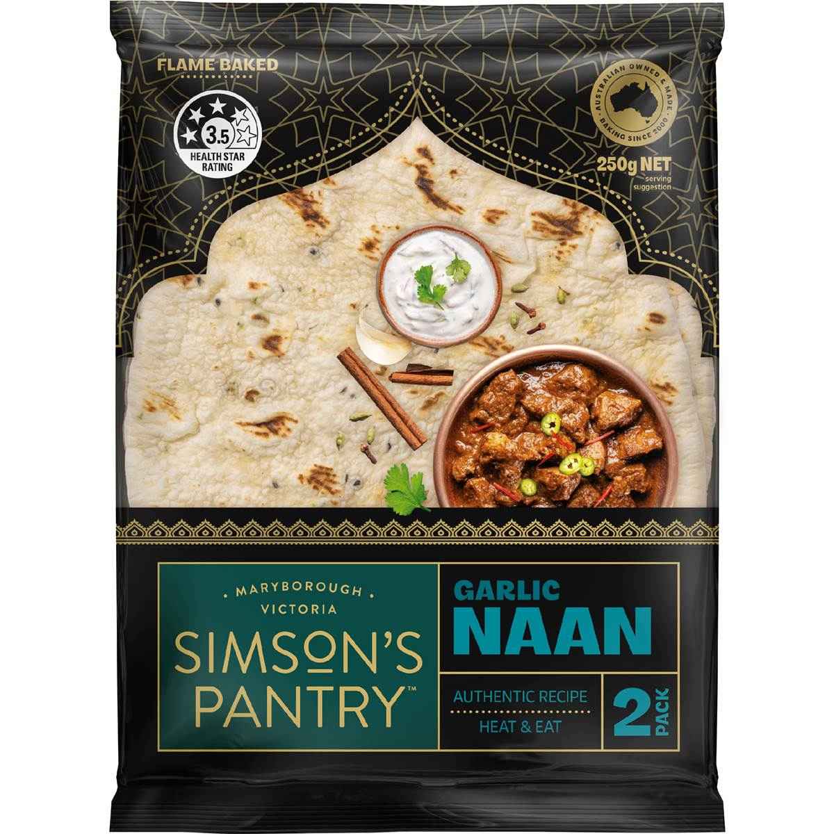 Simson's Pantry Naan Garlic 2 pack