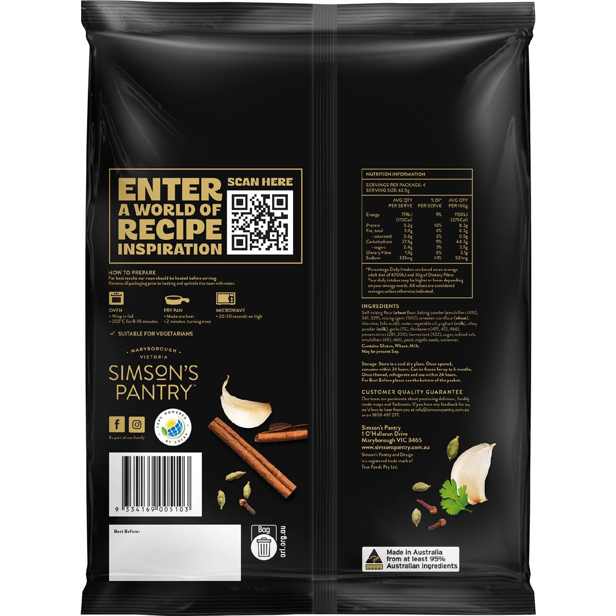 Simson's Pantry Naan Garlic 2 pack