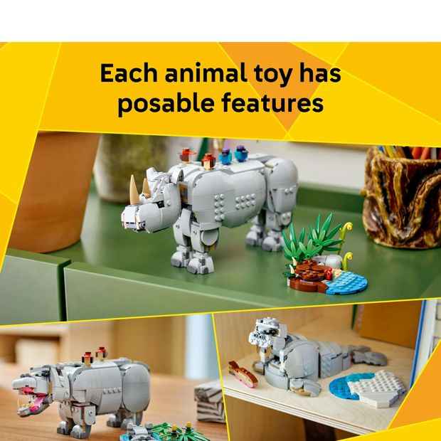 LEGO® Creator 3in1 Wild Animals: Majestic Rhino with Birds 31171