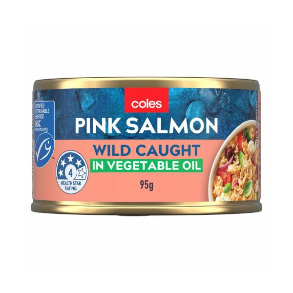 COLES SALMON IN VEGETABLE OIL 95G