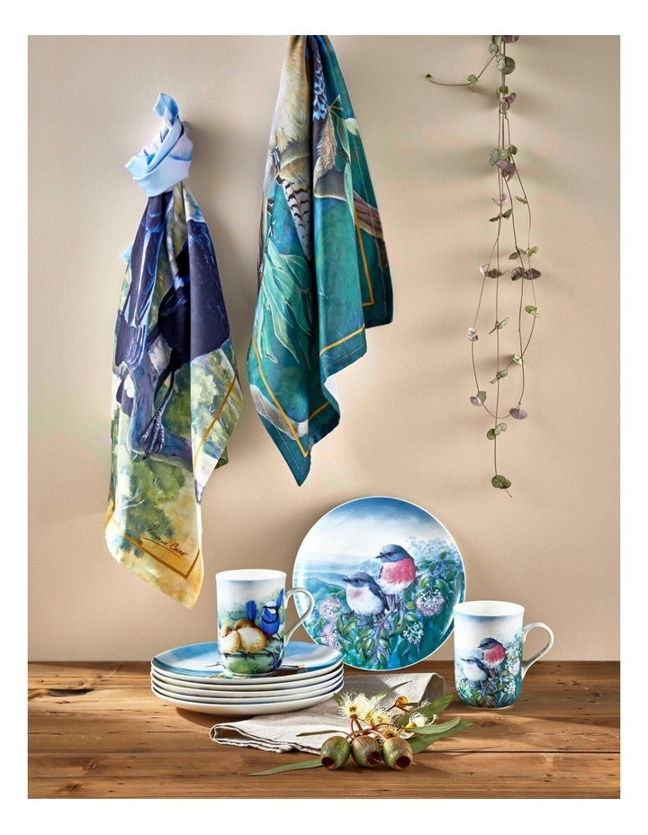 Birds of Australia Katherine Castle Tea Towel 50x70cm Magpie Print