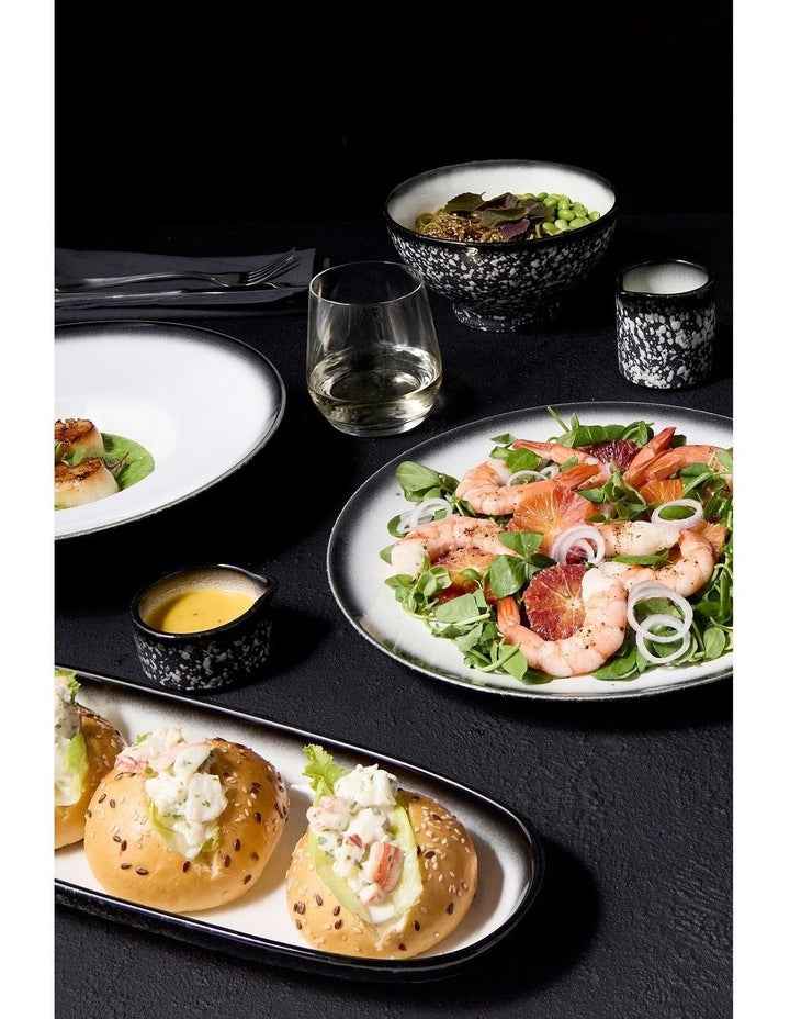 Caviar 25cm Footed Bowl Granite in Black