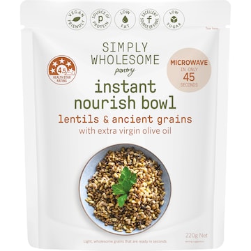 Simply Wholesome Pantry Instant Nourish Bowl Lentils & Ancient Grains 220g