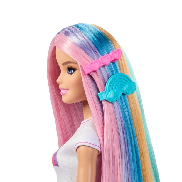 Barbie Rainbow Sparkle Hair Doll with Extra-Long Hair and Accessories