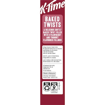Kellogg's K Time Baked Twists Strawberry & Yoghurt Flavour Snack Bars 5 pack
