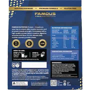 Famous Nutrition Protein Creatine Powder Vanilla 400g