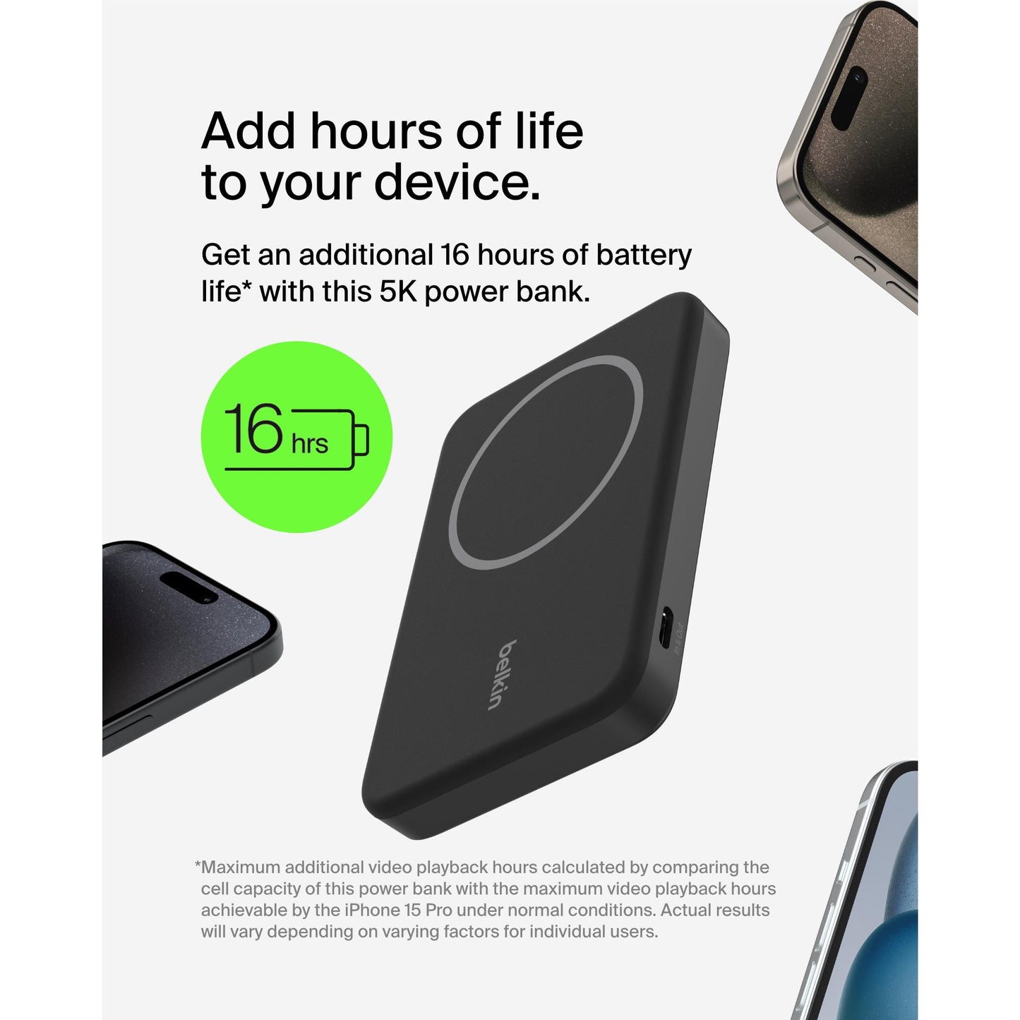 Belkin BoostCharge Pro Magnetic 5K Power Bank with Qi2 15W (Black)