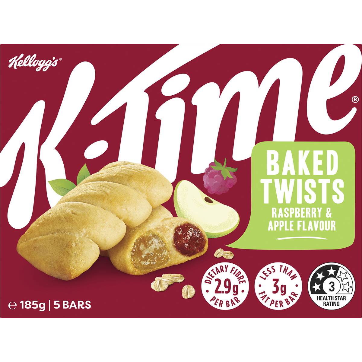 Kellogg's k-Time Baked Twists Raspberry & Apple Flavour Snack Bars 5 Pack