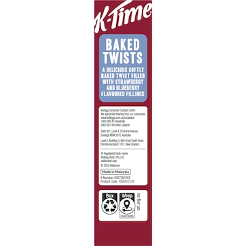 Kellogg's K Time Baked Twists Strawberry & Blueberry Flavour Snack Bars 5 pack