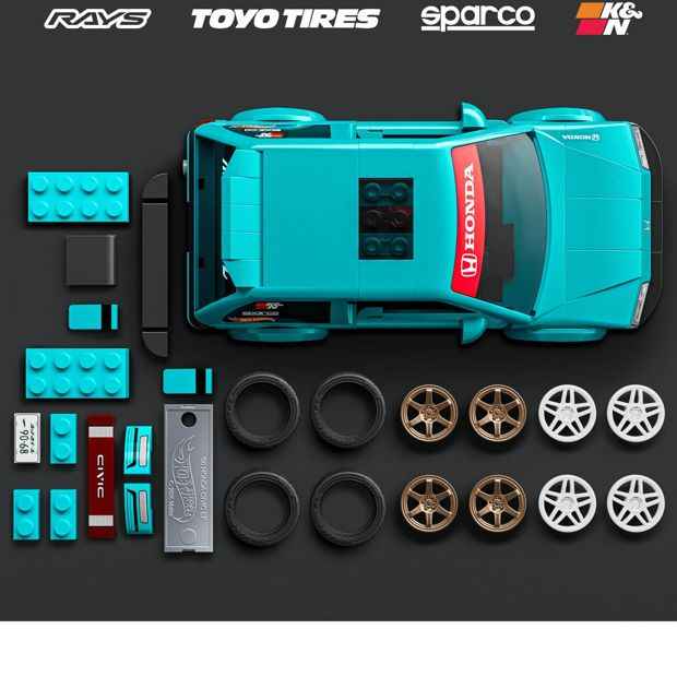 Mattel Brick Shop Hot Wheels Custom ’90 Honda Civic EF Building Toy Kit