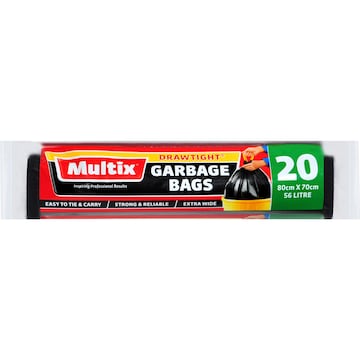 Multix Drawtight Roll 56L Garbage Bags 20 pack