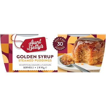 Aunt Betty's Golden Syrup Steamy Puds 95g x 2 pack