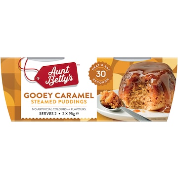 Aunt Betty's Gooey Caramel Steamy Puds 95g x 2 pack