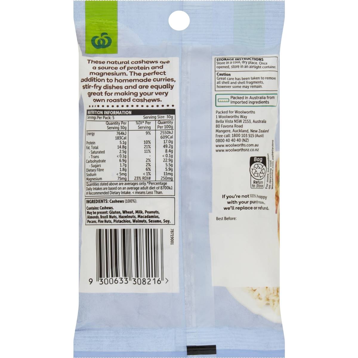 Woolworths Cashews 150g