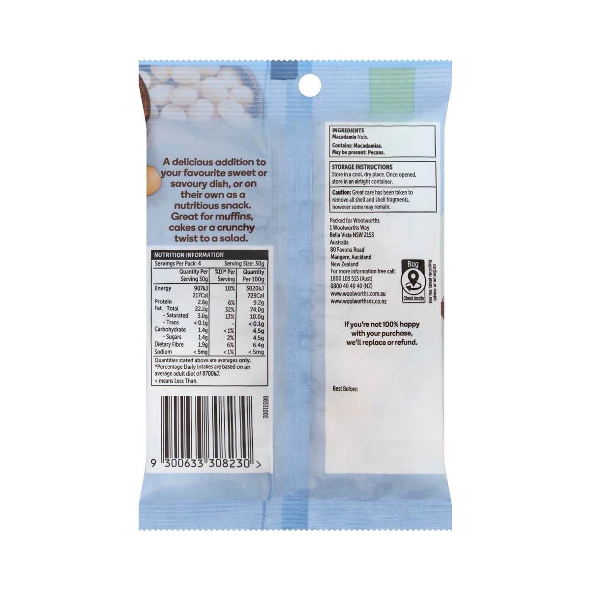 Woolworths Macadamias 120g