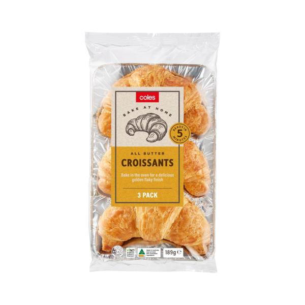 COLES ALL BUTTER CROISSANTS 3 PACK