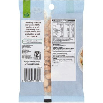 Woolworths Cashews Dry Roasted 150g