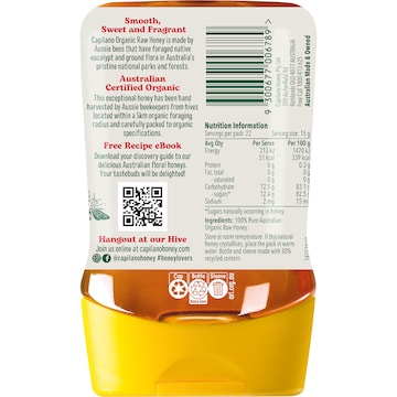 Capilano 100% Pure Australian Honey Organic Raw Squeeze 340g