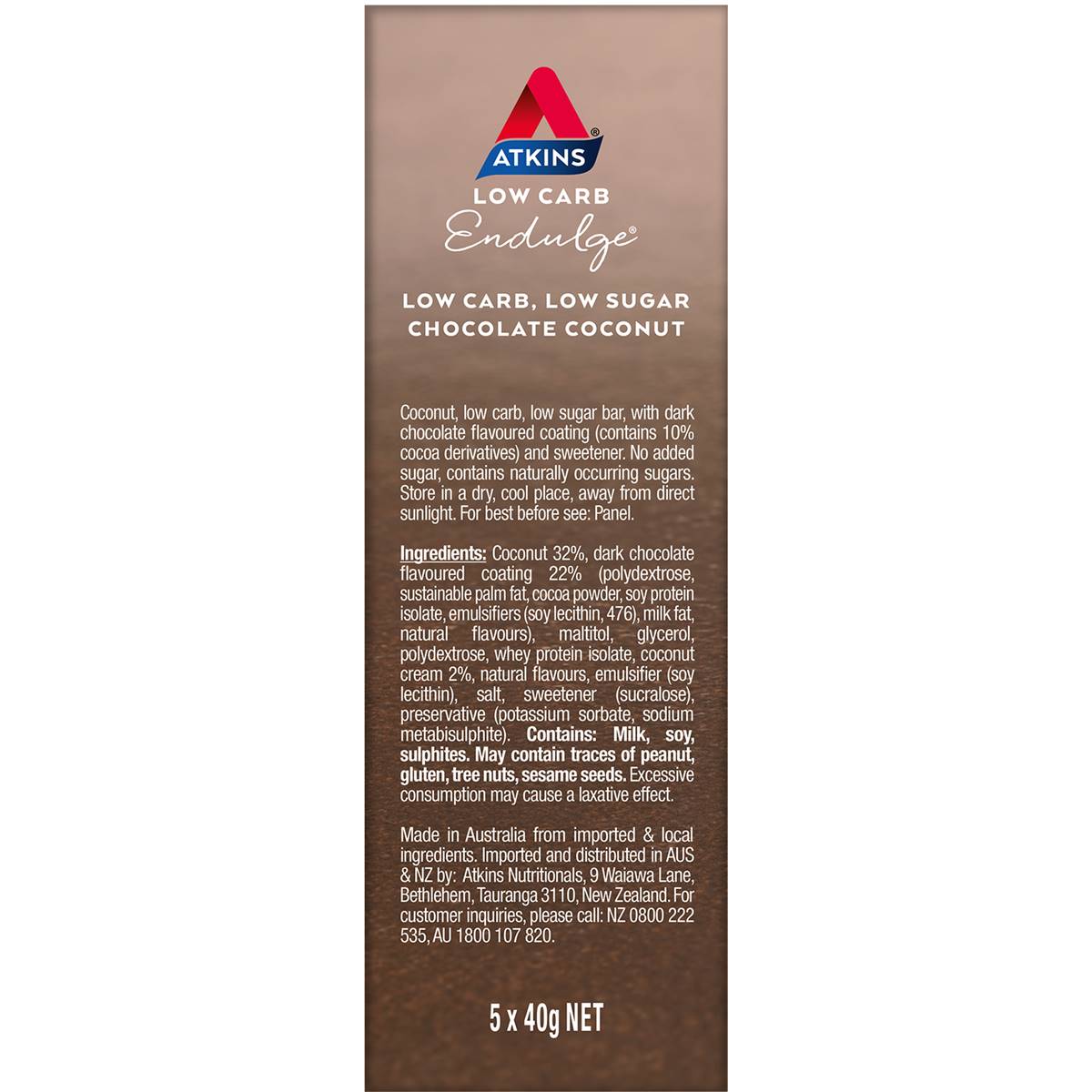 Atkins Endulge Bar Chocolate & Coconut 5 Pack
