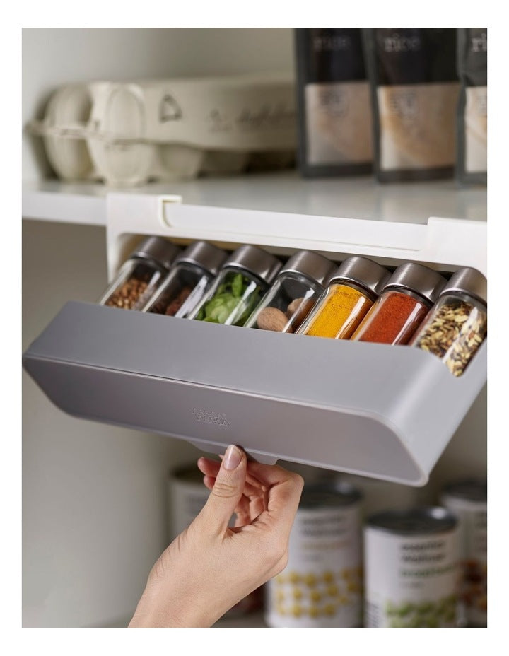 Cupboard Store Under-Shelf Spice Rack in Grey