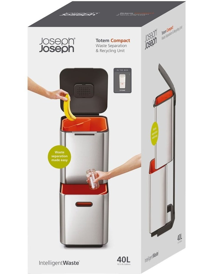 Totem Compact Bin 40L in Stainless Steel