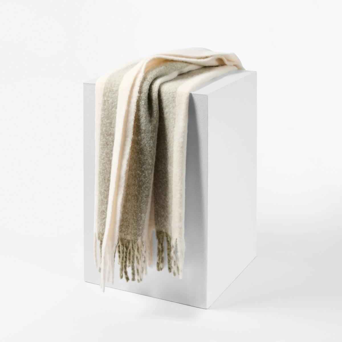 Stripe Brushed Throw - Sage