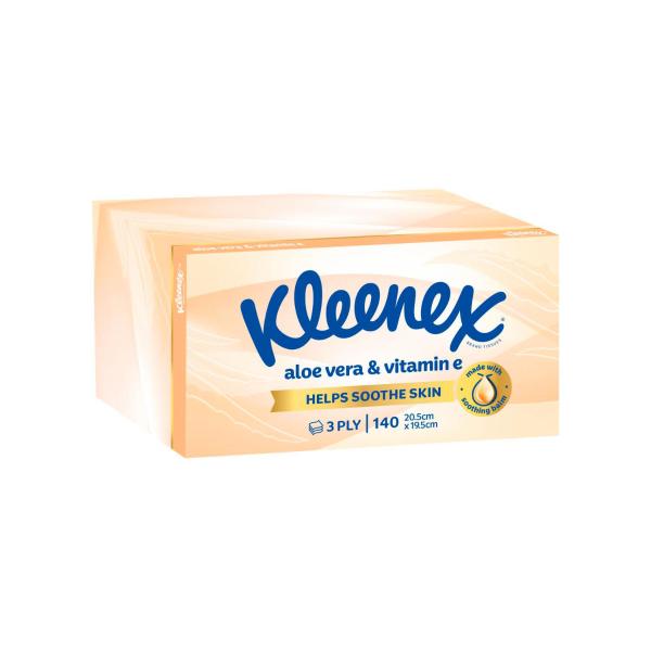 KLEENEX 3 PLY WELLBEING TISSUES FACIAL ALOEVERA:.:140 PACK