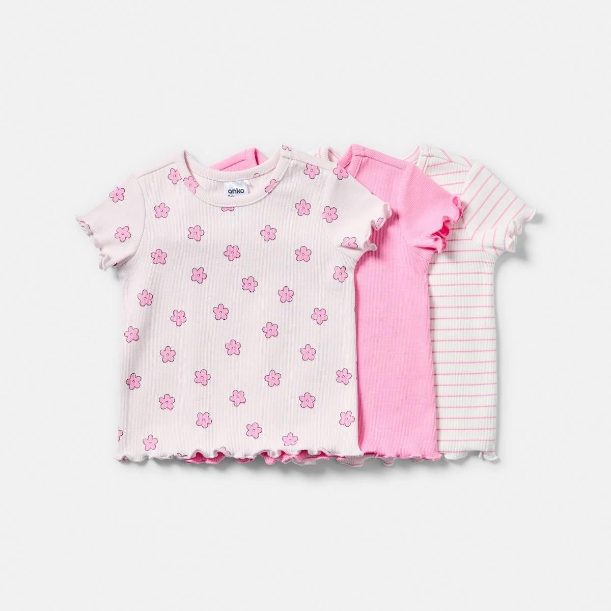 3 Pack Short Sleeve Ribbed T-shirt