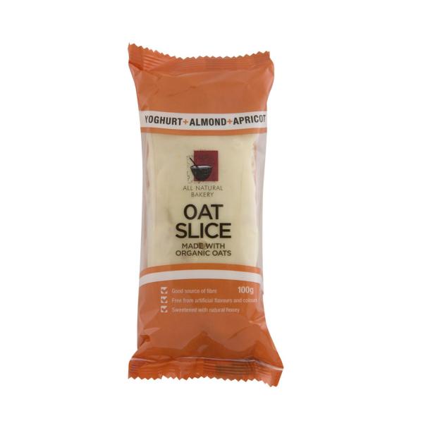 ALL NATURAL BAKERY OAT SLICES:ALMOND APRICOT YOGHURT:.:100 GRAM