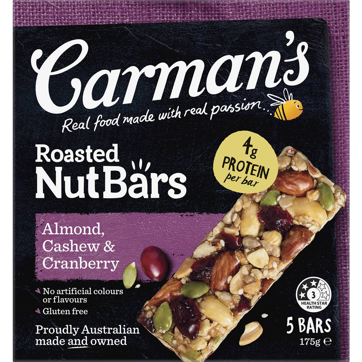 Carman's Nut Bars Almond, Cashew & Cranberry 5 pack