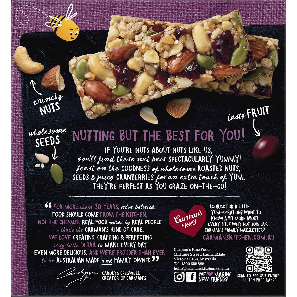 Carman's Nut Bars Almond, Cashew & Cranberry 5 pack
