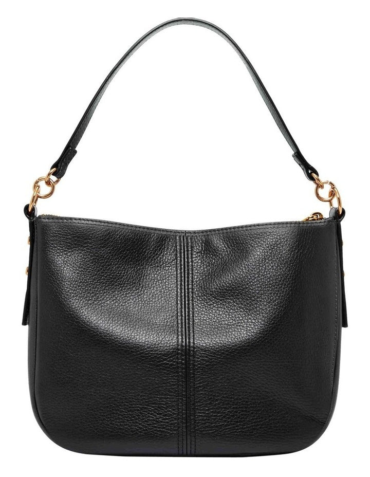 Jolie Zip Top Shoulder Bag in Black