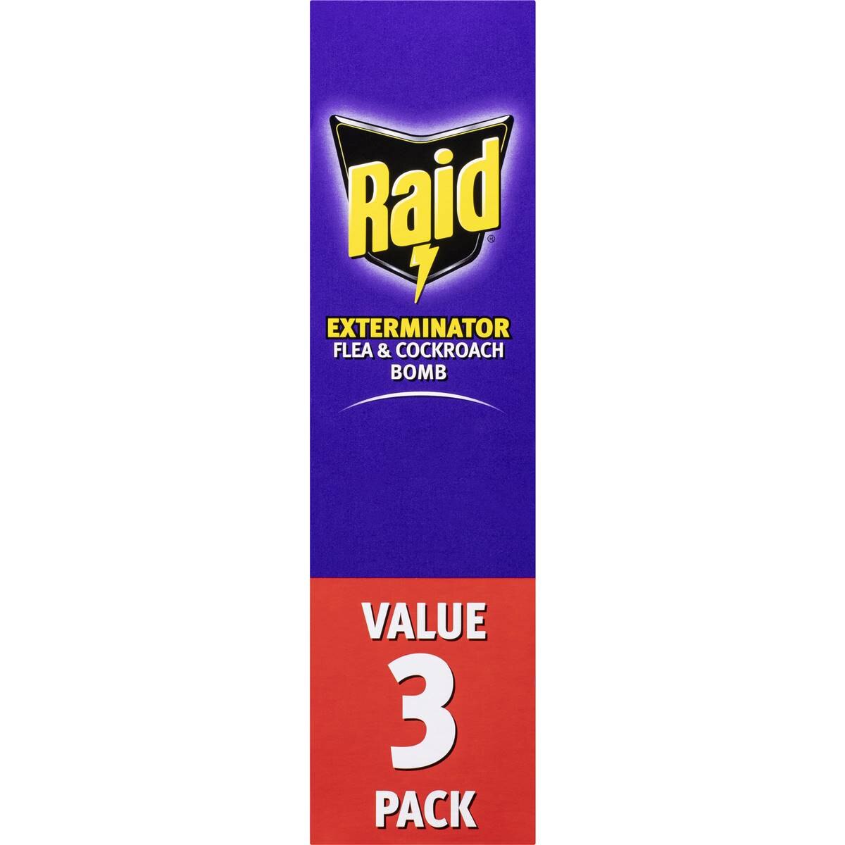 Raid Exterminator Flea & Cockroach Bomb 160g x 3 Pack