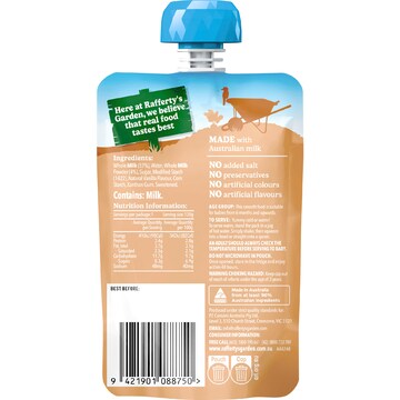 Rafferty's Garden Baby Food Pouch Vanilla Custard 6+ Months 120g