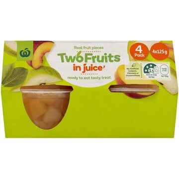 Woolworths Two Fruits In Juice Cups 4 pack