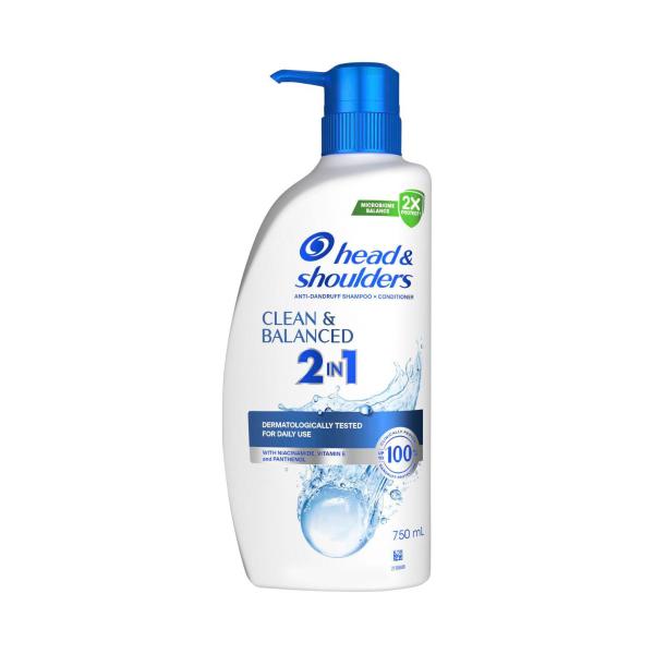 HEAD AND SHOULDERS ANTI-DANDRUFF SHAMPOO + CONDITIONER CLEAN & BALANCED 750ML