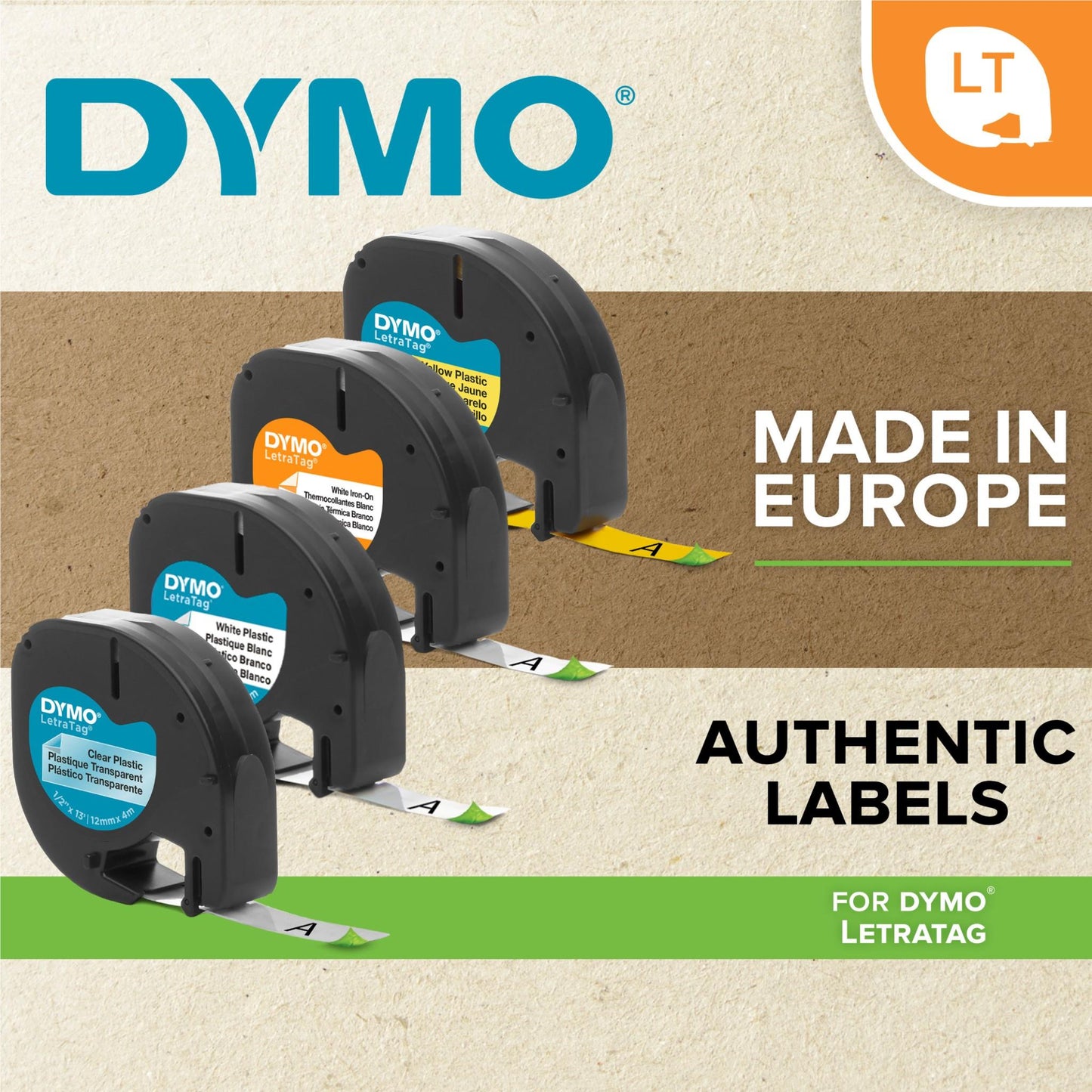 Dymo LetraTag Plastic Label Black on Clear tape