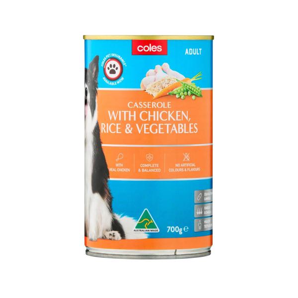 COLES DOG FOOD CSSRL CHKN RICE & VEG 700 GRAM